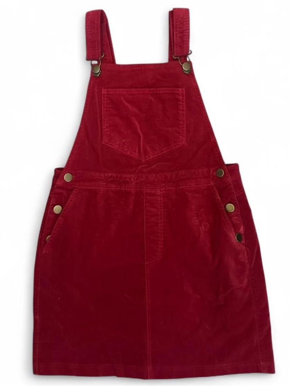 Junior Red Corduroy Pinafore Dress